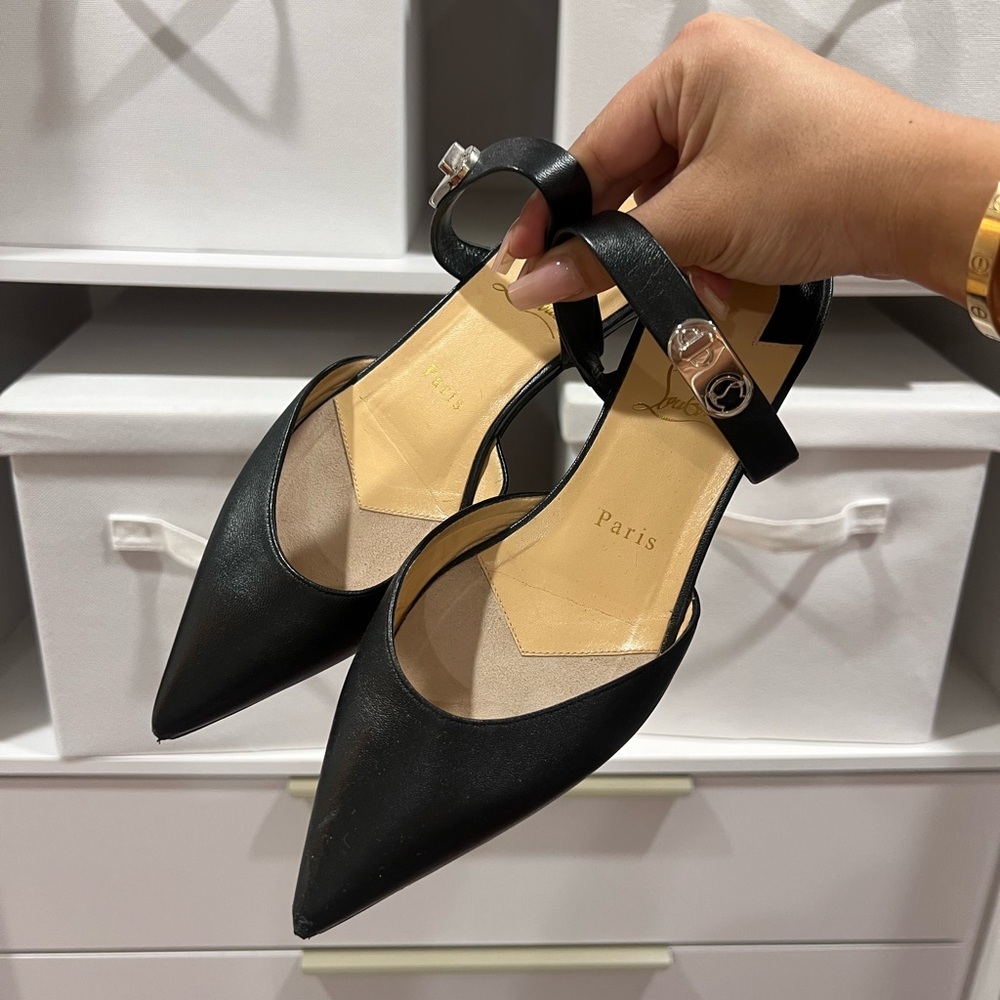 Christian Louboutin Black Pointed-Toe Mules